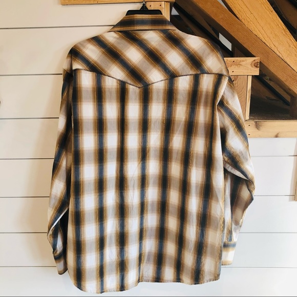 Wrangler Vintage Pearl Snap Plaid western shirt L - Picture 2 of 6